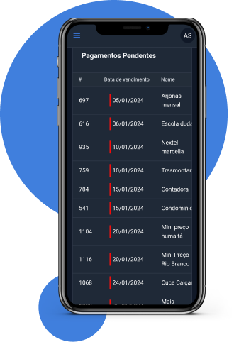 Interface do aplicativo Cost Control